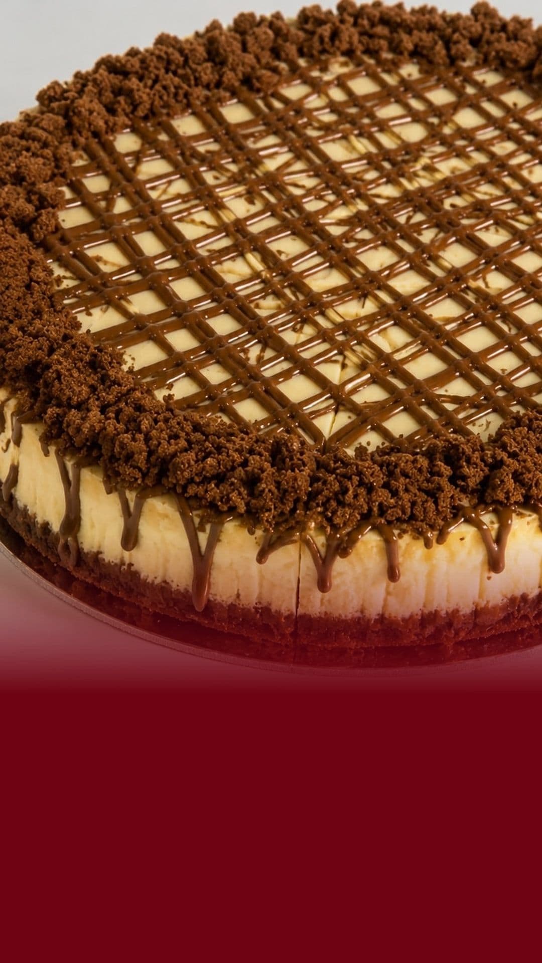 Cheesecake met chocoladesaus en crumble van Lá Sweet
